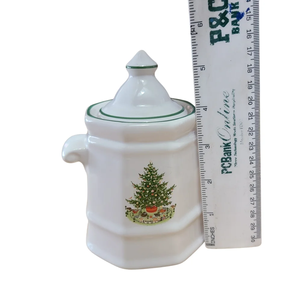 Vintage Pfaltzgraff Christmas Heritage Lidded Sugar Bowl USA Octagon